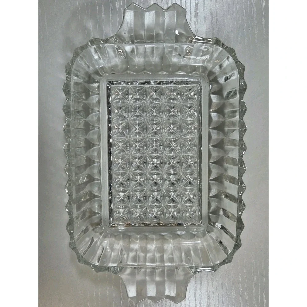 Vintage Anchor Hocking Clear Glass Arlington Rectangular Relish or Candy Dish